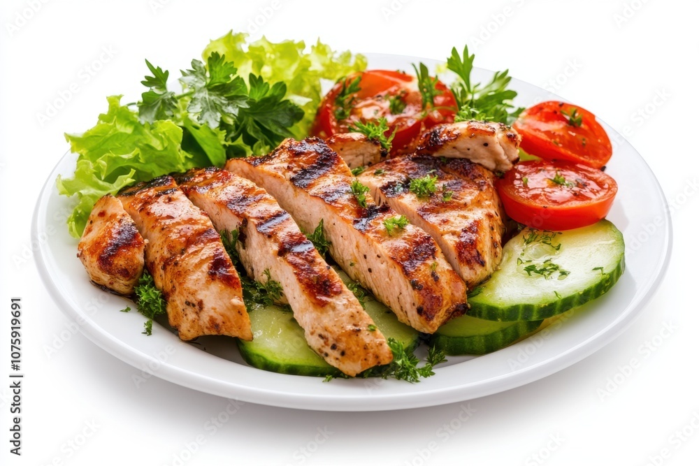 Grilled chicken breast with fresh salad. Grilled chicken breast with fresh salad.