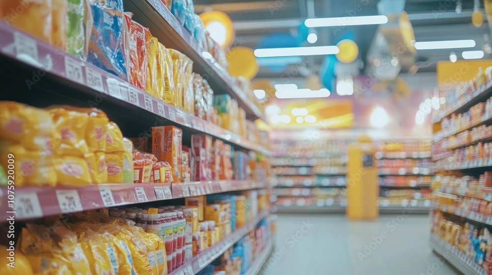 Fototapeta premium Supermarket Aisle with Products