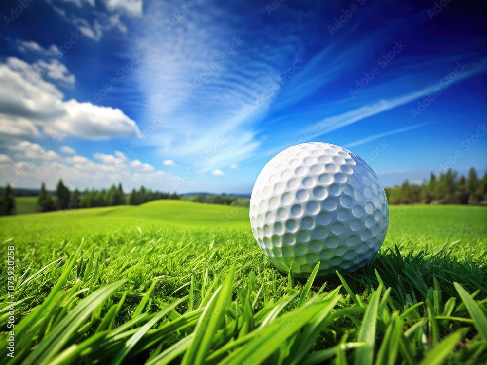 Nestled in lush green grass, a golf ball is perfectly arranged in the rule of thirds, showcasing an exquisite fusion of sport, nature, and outdoor tranquility. Nestled in lush green grass, a golf ball is perfectly arranged in the rule of thirds, showcasing an exquisite fusion of sport, nature, and outdoor tranquility.