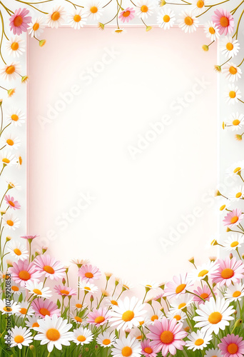 Wallpaper Mural blank festive spring Template Illustration with wonderland copy space scene with spring flower border Torontodigital.ca
