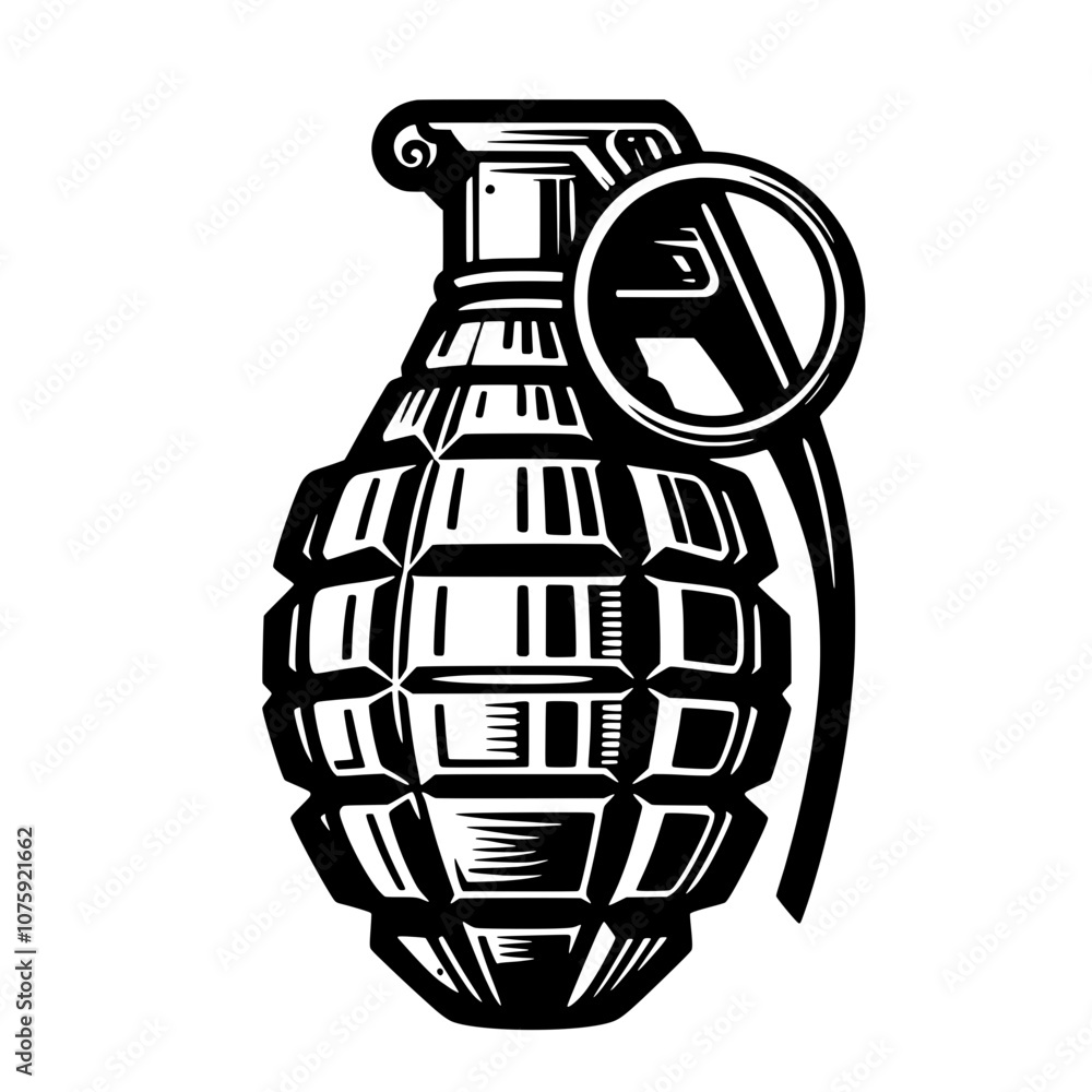 Grenade vector illustration isolated military explosive device in vintage style for weaponry and tactical gear themes
Grenade vector illustration isolated military explosive device in vintage style for weaponry and tactical gear themes