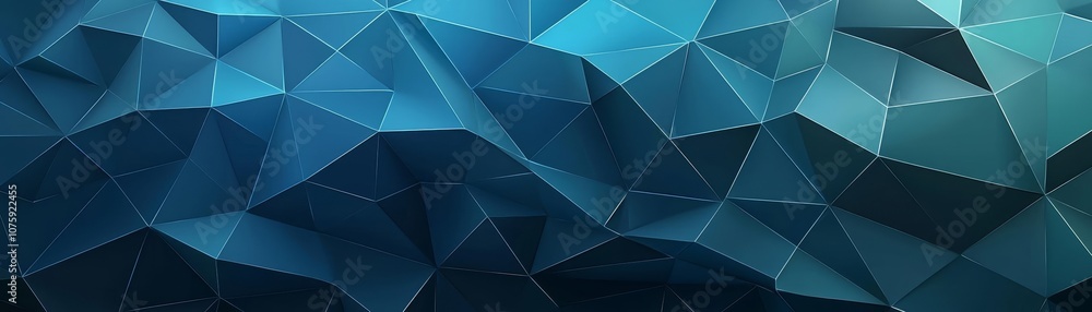 Fototapeta premium Dynamic blue polygonal shapes with soft gradients, creating a modern and sleek backdrop for digital or tech visuals