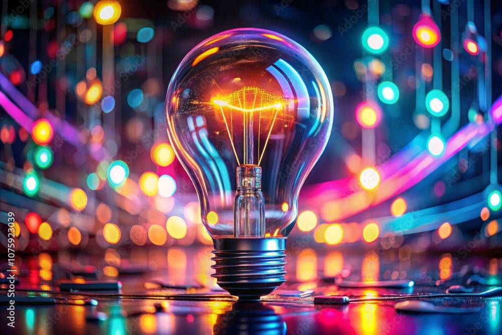 a light bulb with a colorful background and a colorful background a light bulb with a colorful background and a colorful background