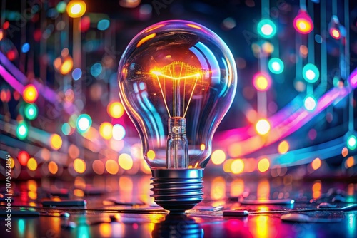 a light bulb with a colorful background and a colorful background