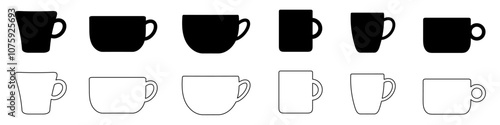 Set of collection cups or mugs