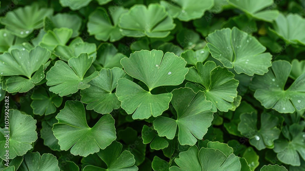 Closeup of lush green leaves with water droplets. Closeup of lush green leaves with water droplets.