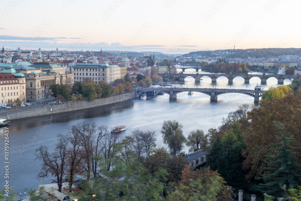 Fototapeta premium Bridges over Vltava River in Prague, Czech Republic