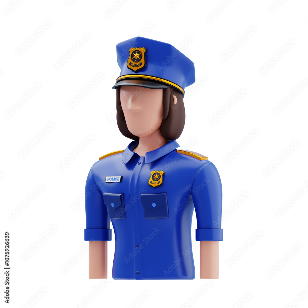 Fototapeta premium 3D Female Police Officer Character