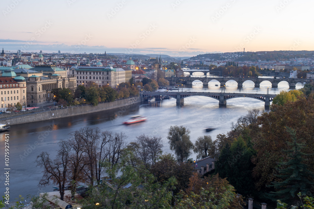 Fototapeta premium Bridges over Vltava River in Prague, Czech Republic