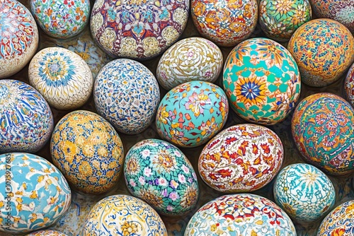 Colorful Hand-Painted Decorative Eggs Featuring Intricate Patterns and Vibrant Designs Ideal for Celebrating Spring Holidays and Cultural Traditions