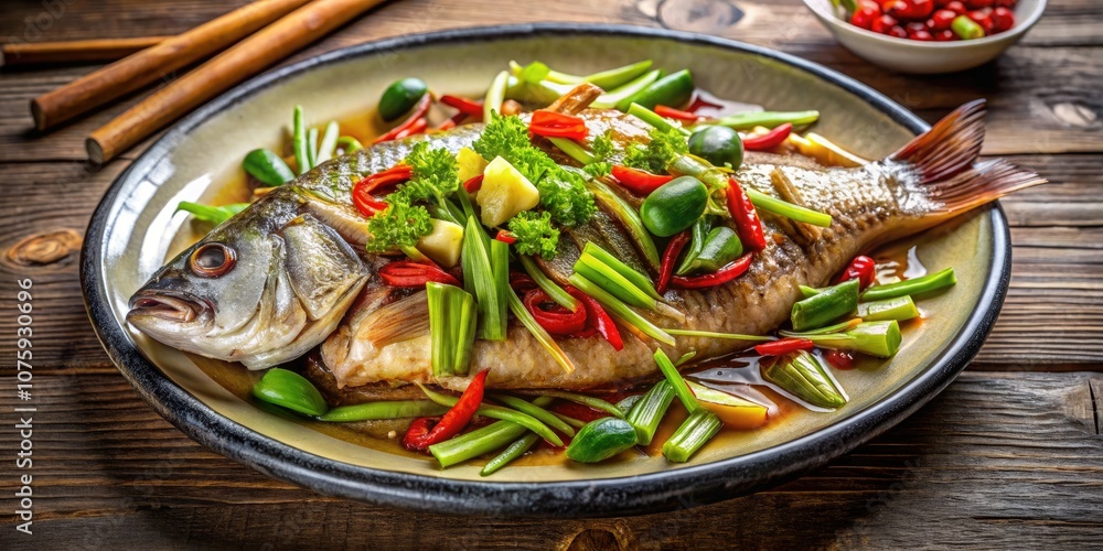 Drone Photography of Stir Fried Fish with Chinese Celery - A Colorful Culinary Delight Captured from Above, Showcasing Fresh Ingredients and Vibrant Presentation for Food Lovers and Chefs Drone Photography of Stir Fried Fish with Chinese Celery - A Colorful Culinary Delight Captured from Above, Showcasing Fresh Ingredients and Vibrant Presentation for Food Lovers and Chefs