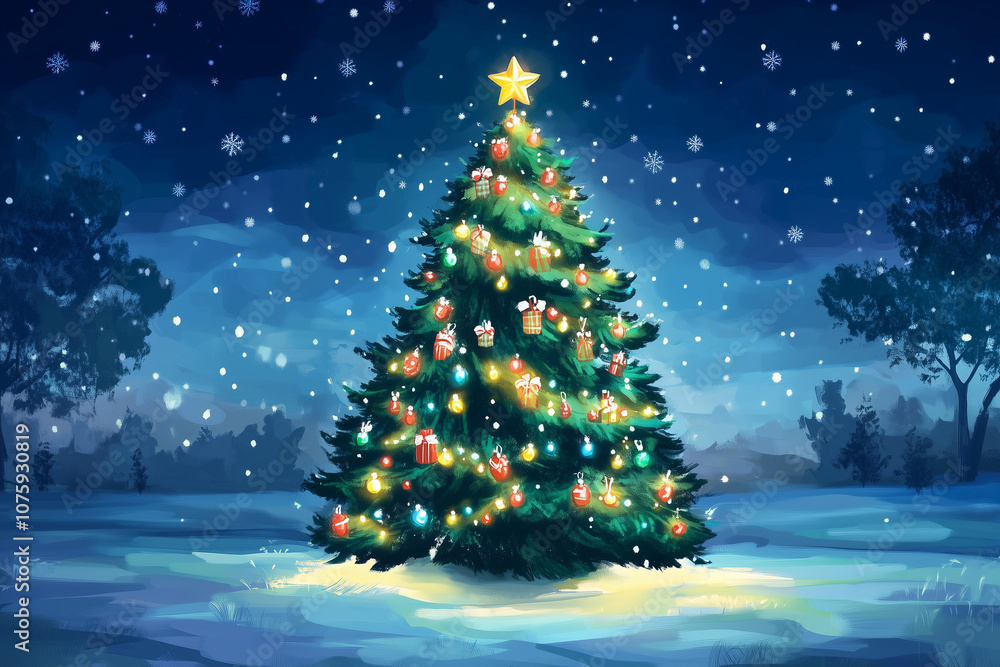 christmas tree in the night christmas tree in the night