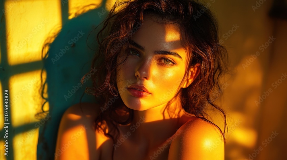Golden Hour Portrait of a Woman with Wavy Hair Golden Hour Portrait of a Woman with Wavy Hair