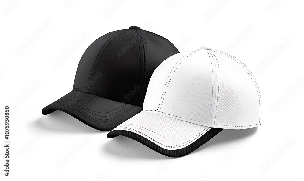 Fototapeta premium Black and white baseball cap mockup