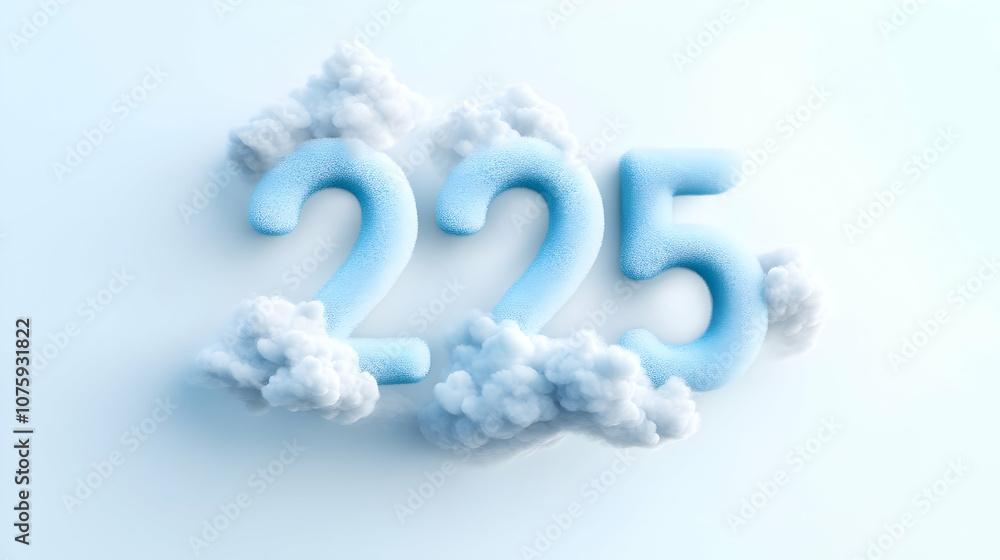New Year2025. Clouds in shape of the letter 2025 New Year2025. Clouds in shape of the letter 2025