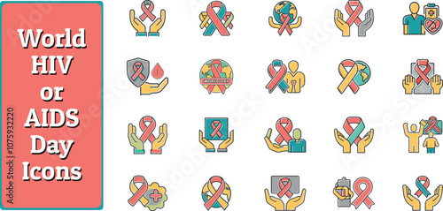 World AIDS Day, HIV Awareness Day Icons Pack