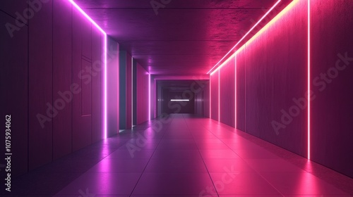 Neon Lit Hallway