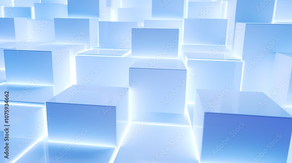 digital technology blue and white luminous 3d square poster background digital technology blue and white luminous 3d square poster background