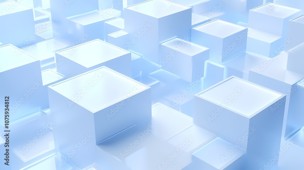 digital technology blue and white luminous 3d square poster background digital technology blue and white luminous 3d square poster background