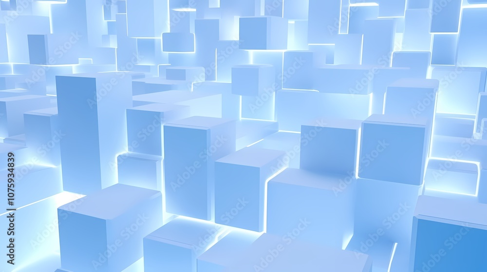 digital technology blue and white luminous 3d square poster background digital technology blue and white luminous 3d square poster background