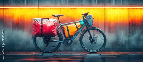 Wallpaper Mural Bike with Bags at Dusk Torontodigital.ca
