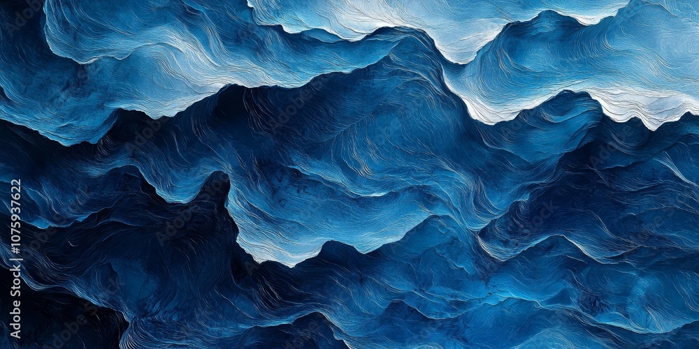 Fototapeta premium Blue Wavy Surface, Generative AI