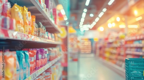 Supermarket Aisle with Colorful Packaging