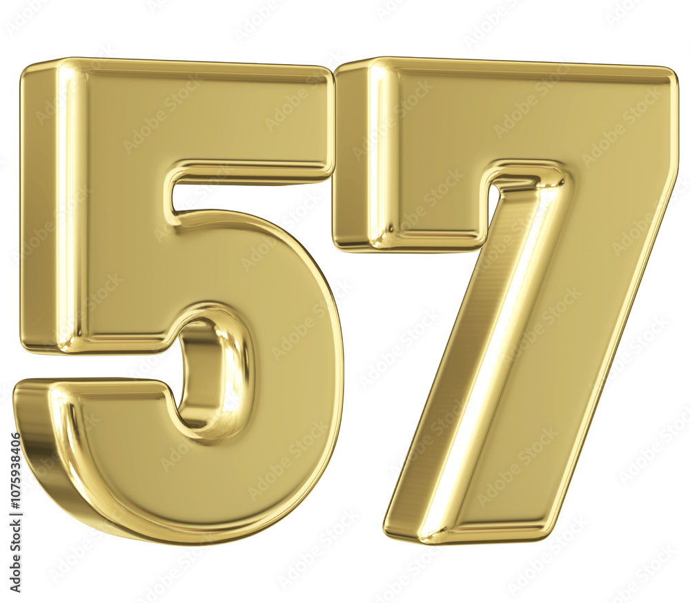 Gold 3D Number 57 Gold 3D Number 57