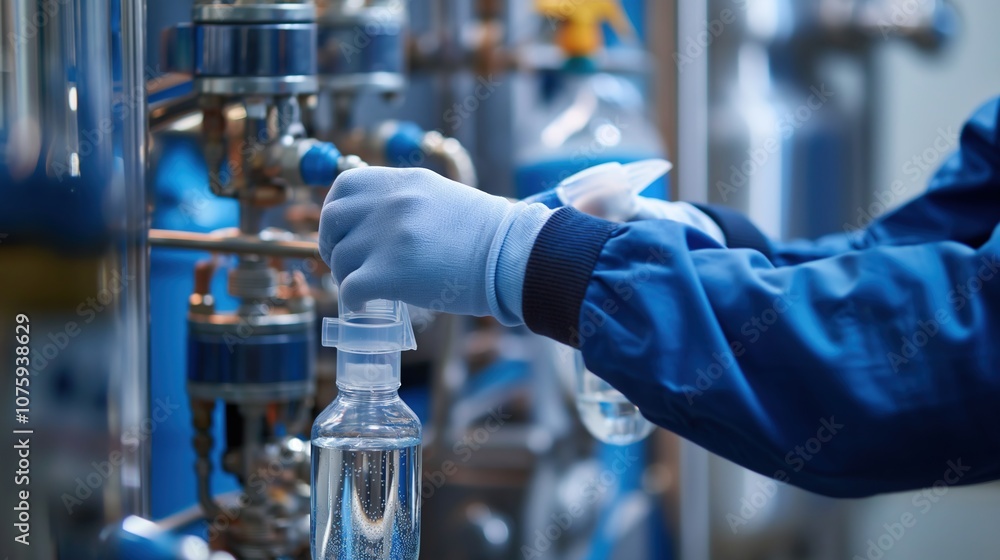 Close-up of a cleaner’s gloved hands holding a spray bottle. Hygiene, disinfection, daily cleaning, cleaning services, public health, personal protective measures, cleaning companies, post-epidemic Close-up of a cleaner’s gloved hands holding a spray bottle. Hygiene, disinfection, daily cleaning, cleaning services, public health, personal protective measures, cleaning companies, post-epidemic