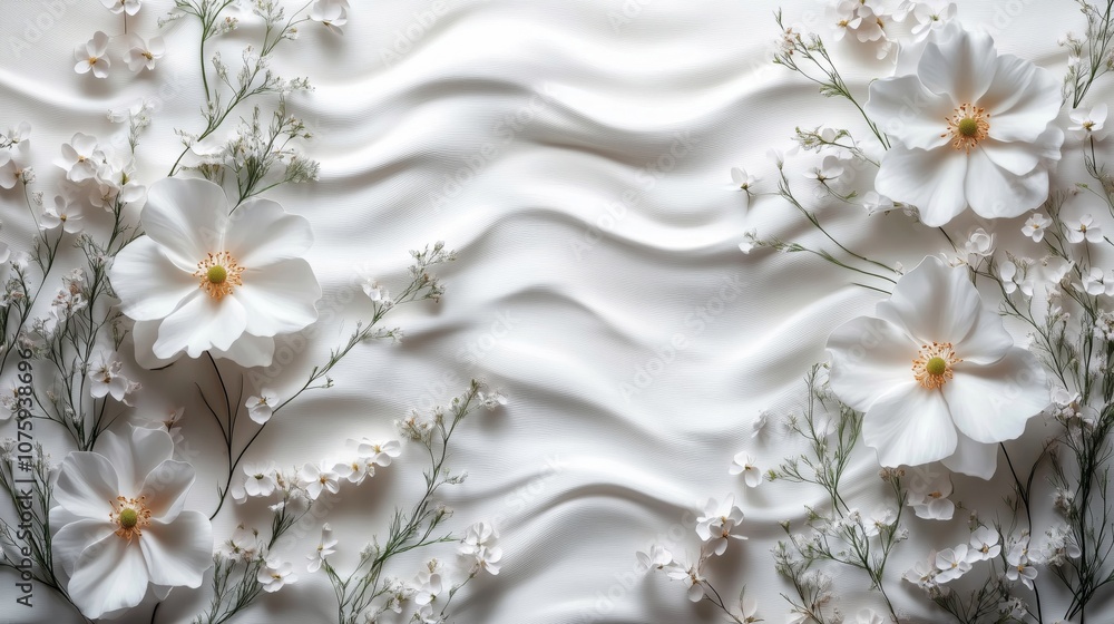 Elegant Floral Design on Soft Textured White Background Elegant Floral Design on Soft Textured White Background