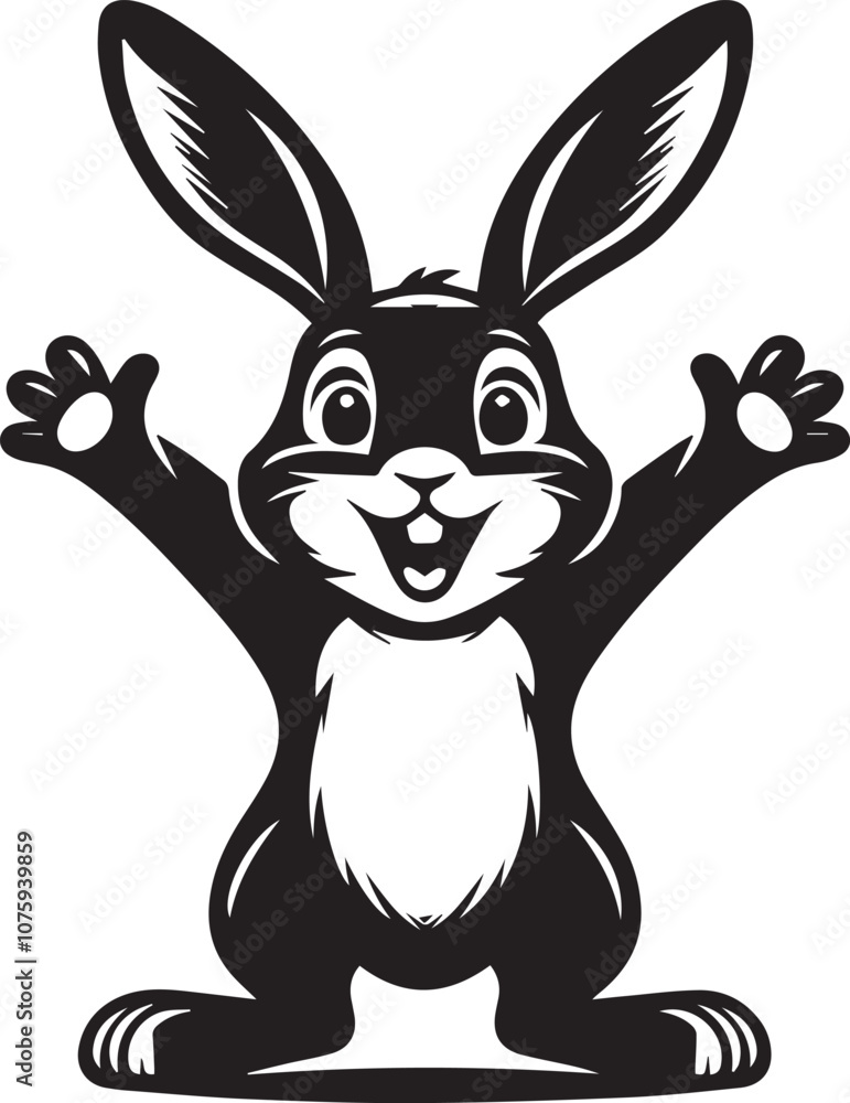 Obraz premium Excited rabbit with paws outstretched