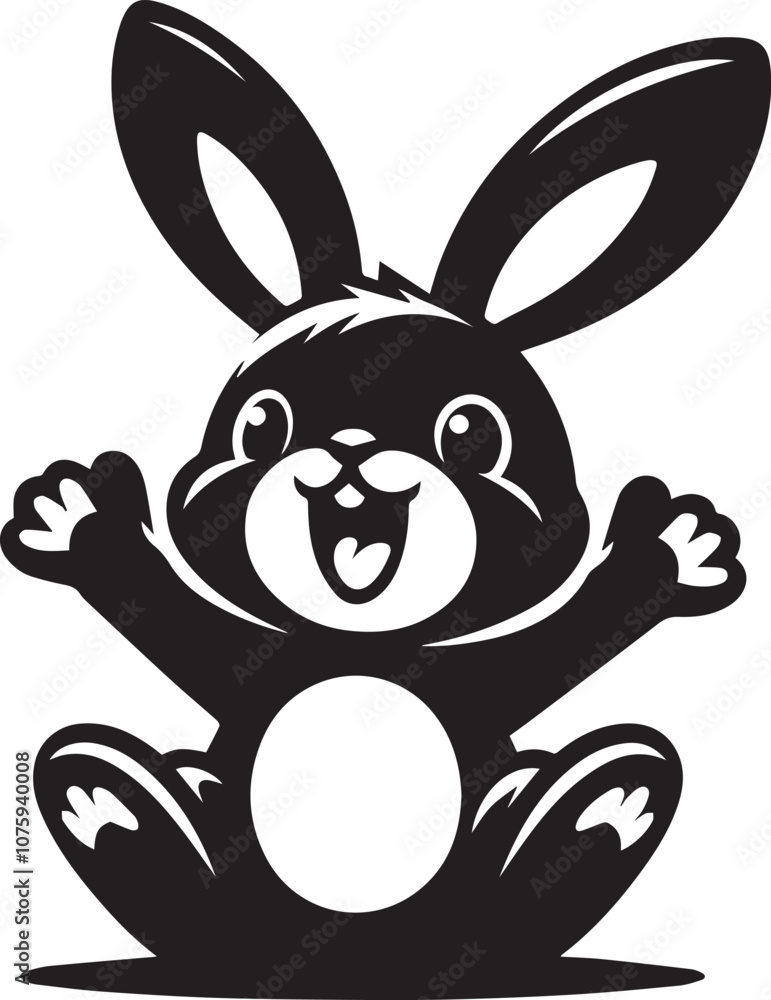 Fototapeta premium Excited rabbit with paws outstretched
