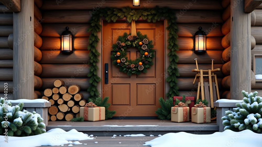 door with christmas decoration door with christmas decoration