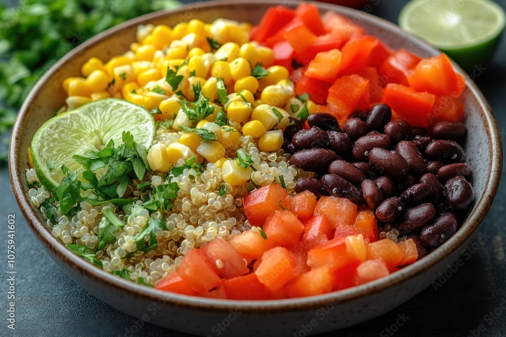 Quinoa Bowl with Corn, Black Beans, Peppers, and Lime Quinoa Bowl with Corn, Black Beans, Peppers, and Lime