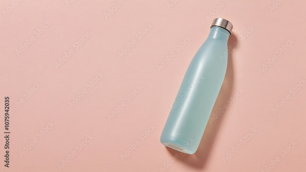 Sleek Reusable Water Bottle on Neutral Textured Background for Eco-Friendly Lifestyle Sleek Reusable Water Bottle on Neutral Textured Background for Eco-Friendly Lifestyle