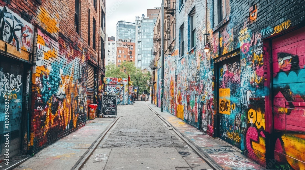 Fototapeta premium Colorful Graffiti Alleyway in New York City