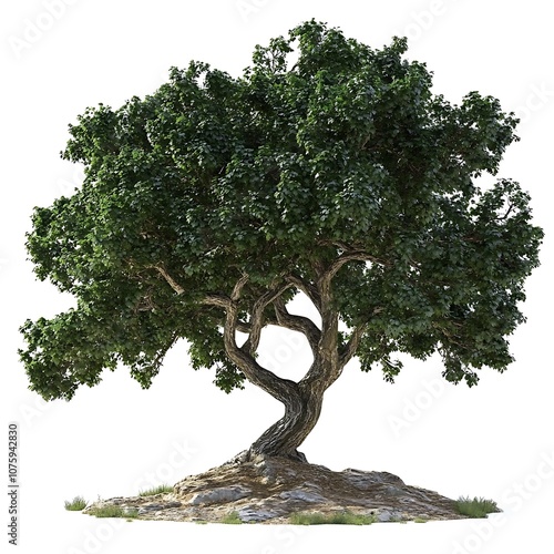 Tree Quercus robur white background