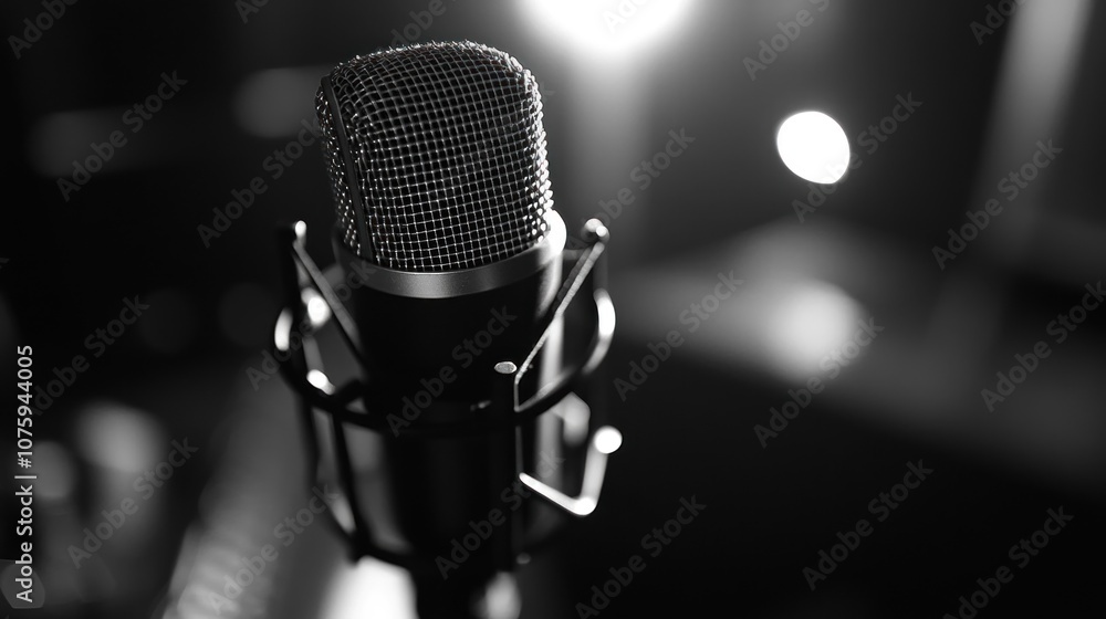 Close-up of a Microphone in a Studio Setting Close-up of a Microphone in a Studio Setting