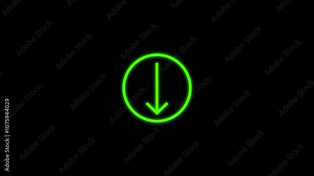 Animated arrow pointing down and circle loading animation. Animated arrow pointing down and circle loading animation.