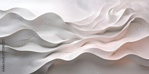 Abstract White Fabric Waves: A minimalist and elegant image of flowing white fabric, evoking a sense of tranquility, fluidity, and motion.