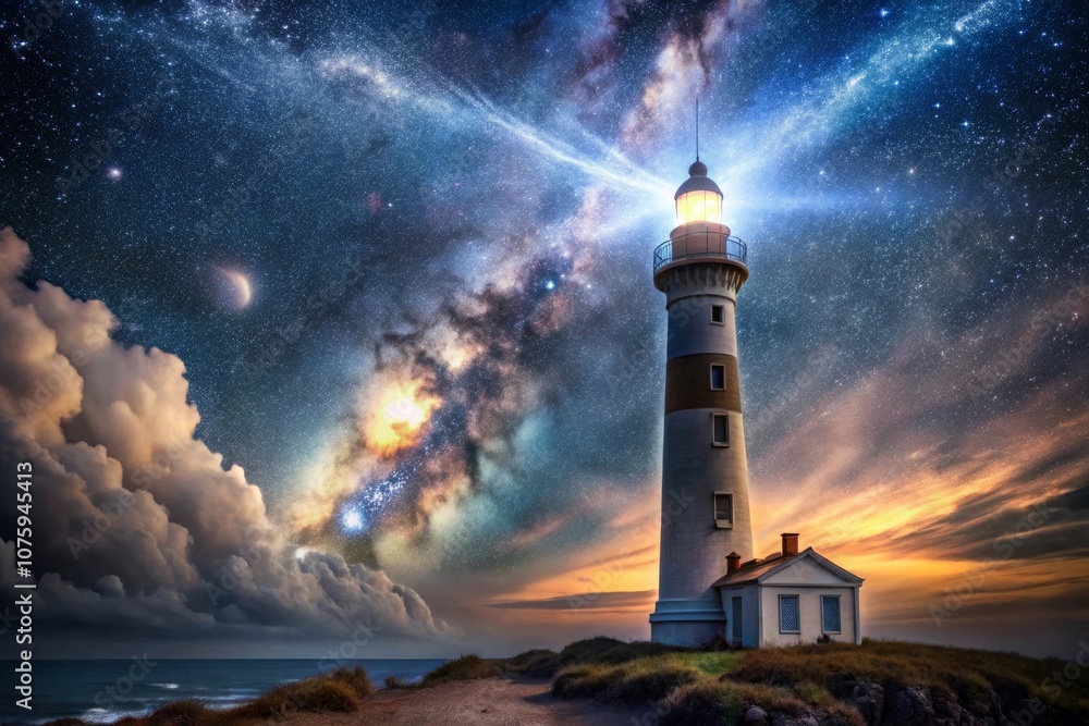 lighthouse at night in the sea lighthouse at night in the sea