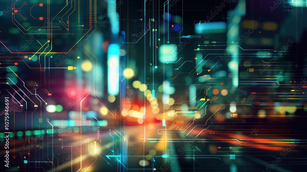 Abstract Cityscape with Circuitry Abstract Cityscape with Circuitry