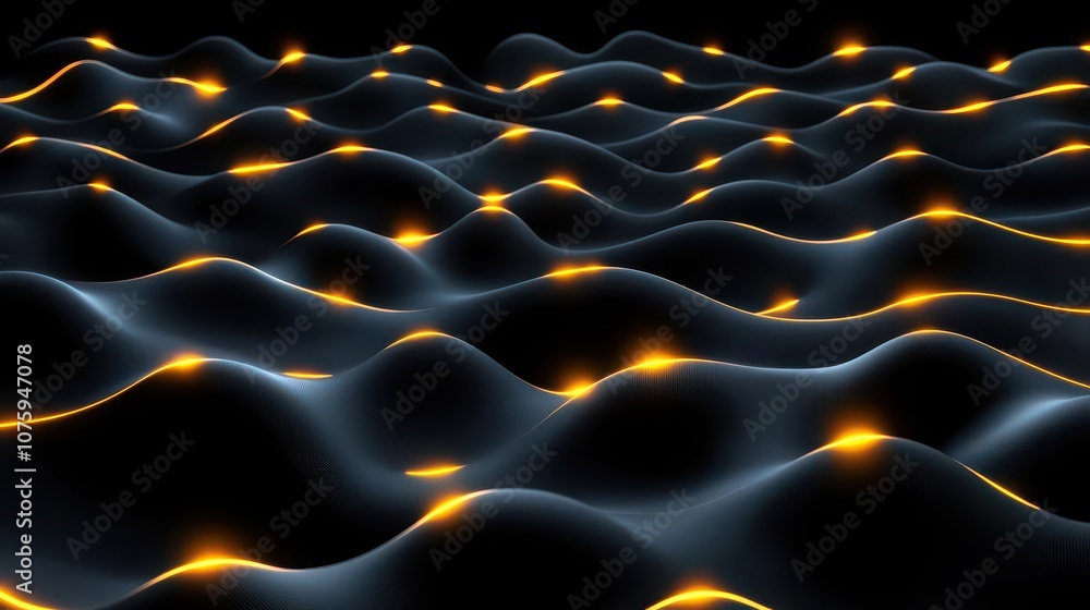 Fototapeta premium A mesmerizing pattern of glowing waves in dark tones, creating a dynamic and futuristic atmosphere.