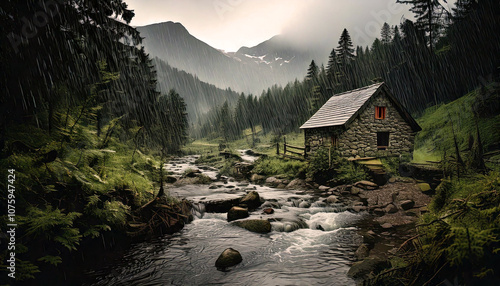 A Stream, a Home, and Rain
