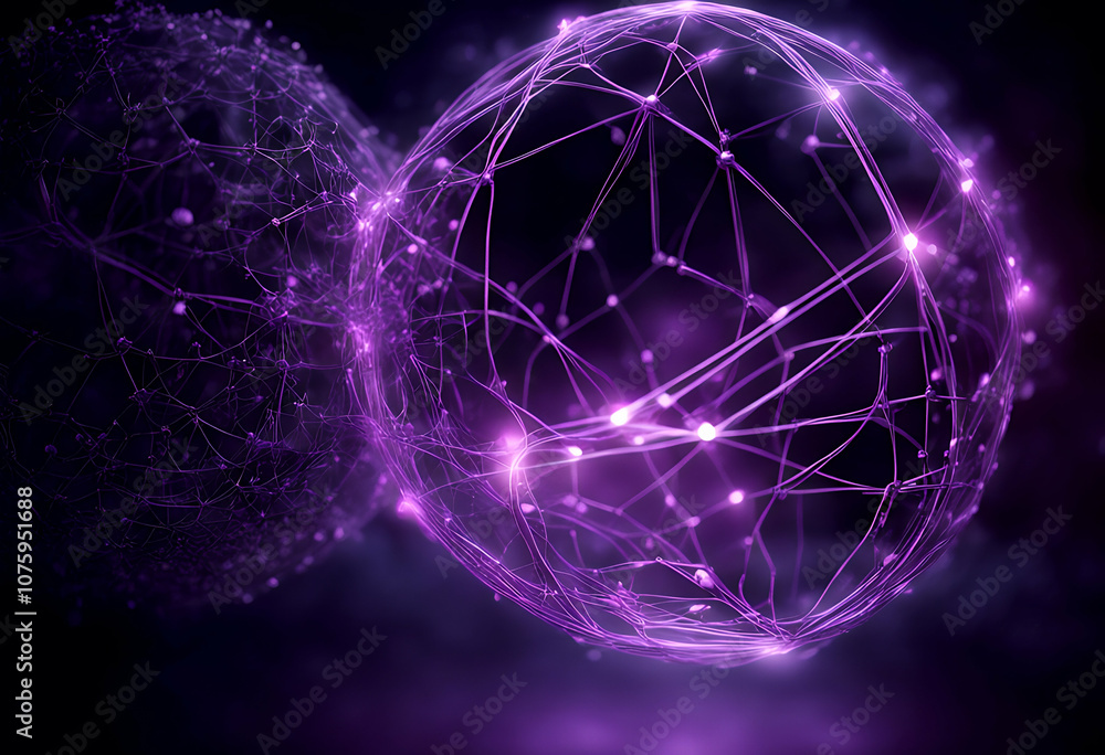 Naklejka premium abstractart connectivity futuristic networking complexity abstract dark background particle light glow complex graph science modern luminous cybernetic design