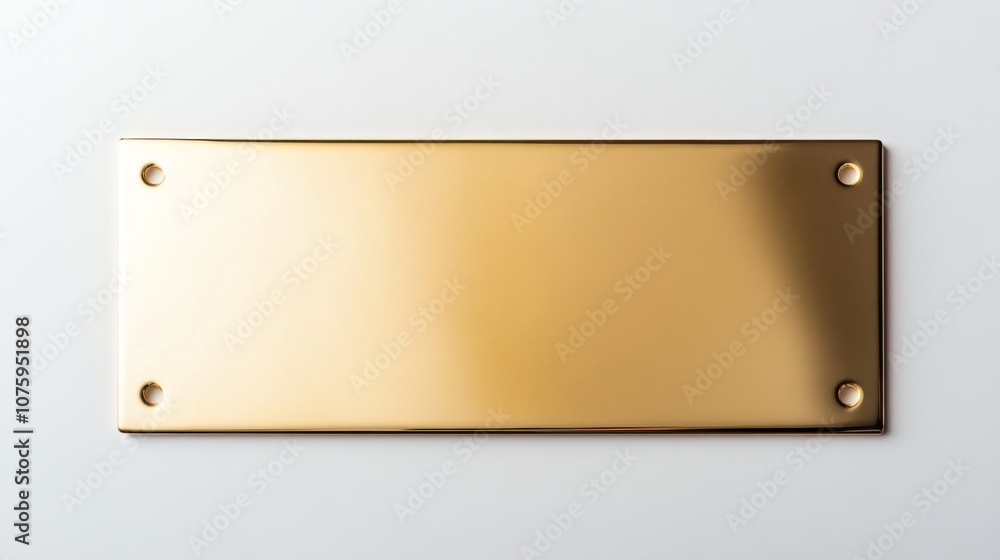 Close-up of blank brass nameplate on white background - Technology Concept Close-up of blank brass nameplate on white background - Technology Concept