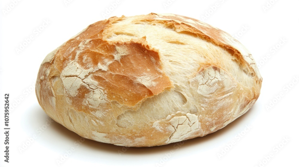 Cracked Crust Rustic Loaf of Bread Isolated on White Background Cracked Crust Rustic Loaf of Bread Isolated on White Background