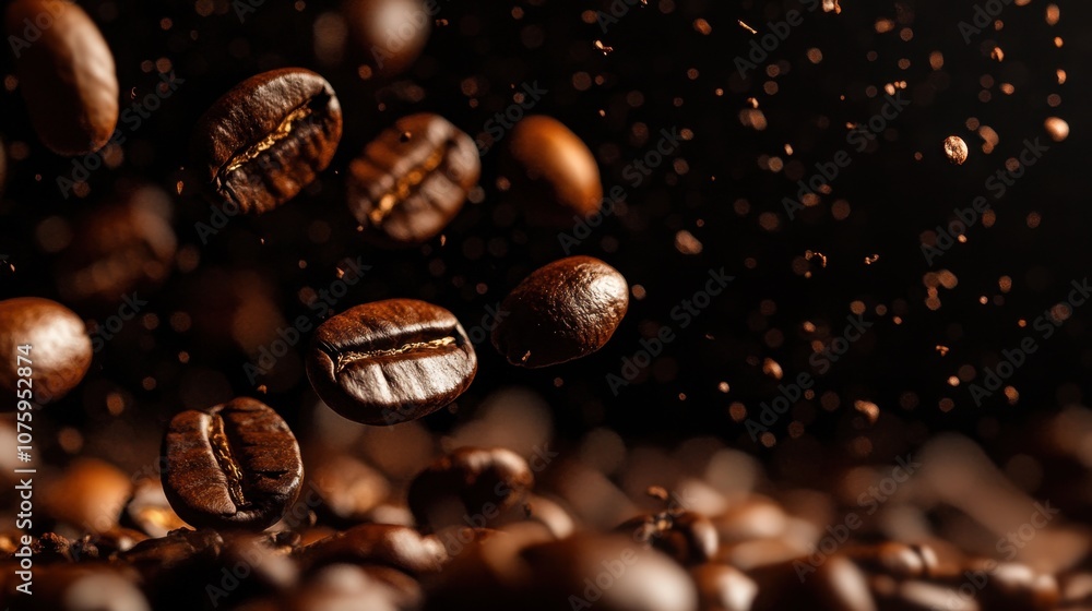 Bountiful Cluster of Coffee Beans in Earthy Tones on White Background Bountiful Cluster of Coffee Beans in Earthy Tones on White Background