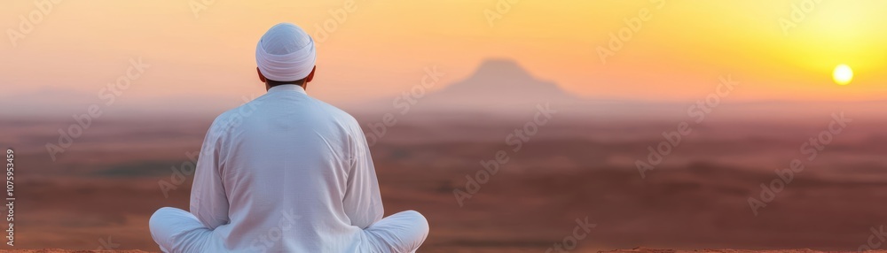 Traditional Muslim man in prayer, desert oasis, sunset tones, Muslim man, Islamic, peaceful Traditional Muslim man in prayer, desert oasis, sunset tones, Muslim man, Islamic, peaceful