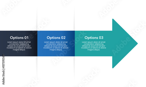 3 process infographic arrow design. Business presentation, Plan, Marketing, Strategy and Banner.  Vector illustration.